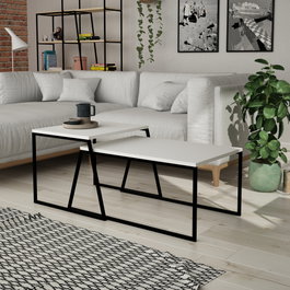 Hanah Home Juego de Mesa de Centro Blanco y Negro